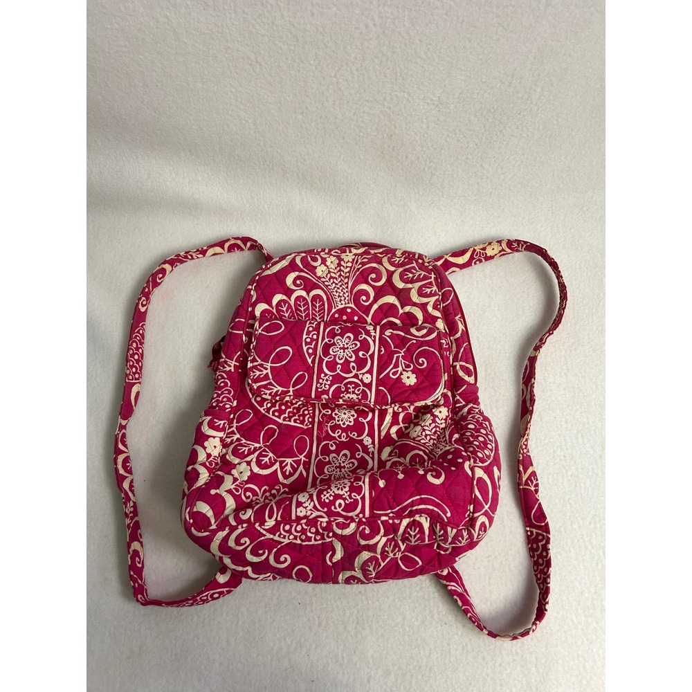 Boho Cottagecore Vera Bradley Womens Small Pink Quilted Floral Mini Backpack